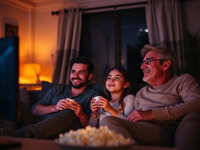 Family watching TV together